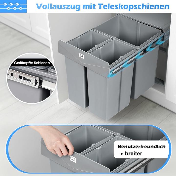 Produktbild LVJ Einbaumülleimer-Trennsystem mit 3 Fächer (40 l)