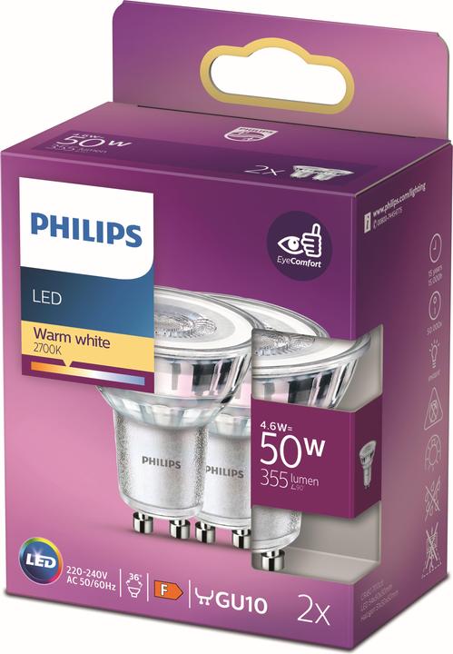 Immagine prodotto Philips Spot (GU10, 4.60 W, 355 lm, 2 x, F)