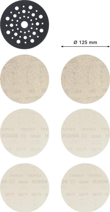 Produktbild Bosch Professional Zubehör EXPERT M480 Starter-Set für Exzenterschleifer, 125 mm, 7-tlg. (80, 120, 180)