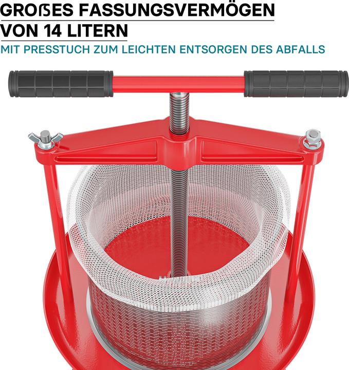 Produktbild Wiltec Spindelpresse Edelstahl 14L Obstpresse Beerenpresse Saftpresse Weinpresse (EU-Stecker)