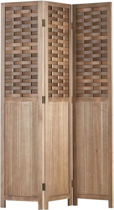 Homestyle4u Paravent Raumteiler 3 teilig Holz Trennwand Rattan Optik Sichtschutz Braun