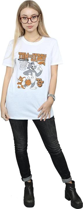 Actual product image Tom & Jerry Womens/Ladies Spinning Basketball Cotton Boyfriend T-Shirt (M)