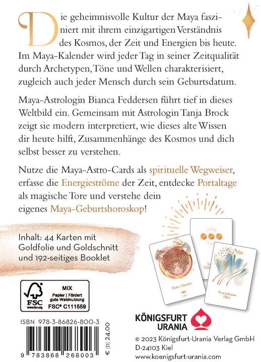 Produktbild Maya-Astro-Cards: 44 astrologische Orakelkarten mit Booklet (Deutsch, Tanja Brock, Bianca Feddersen, 2023)