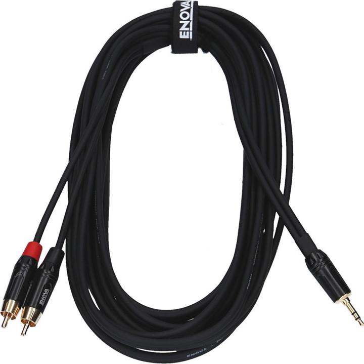 Image du produit Enova Câble jack/cinch 3,5mm RCA, rouge/noir, 5m (5 m, Jack 3,5 mm (AUX))