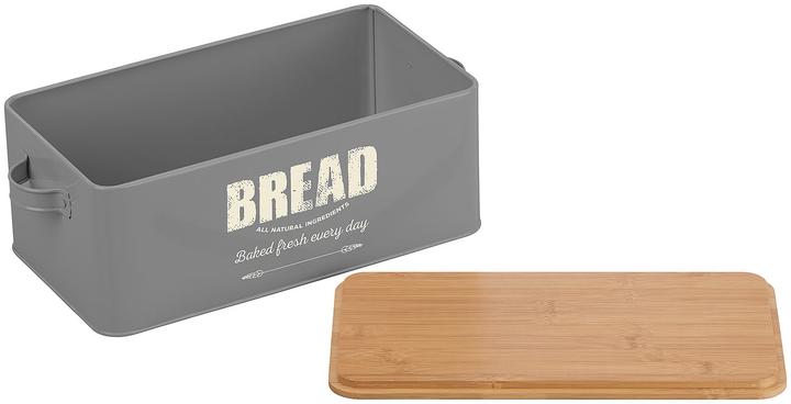 Produktbild Rosenstein & Söhne Retro-Brotkasten aus Stahlblech mit Bambus-Schneidebrett-Deckel