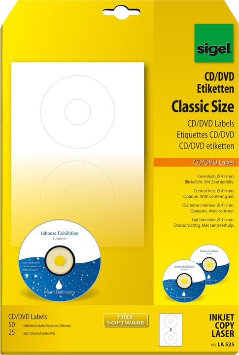 Image du produit Sigel Étiquettes pour CD/DVD