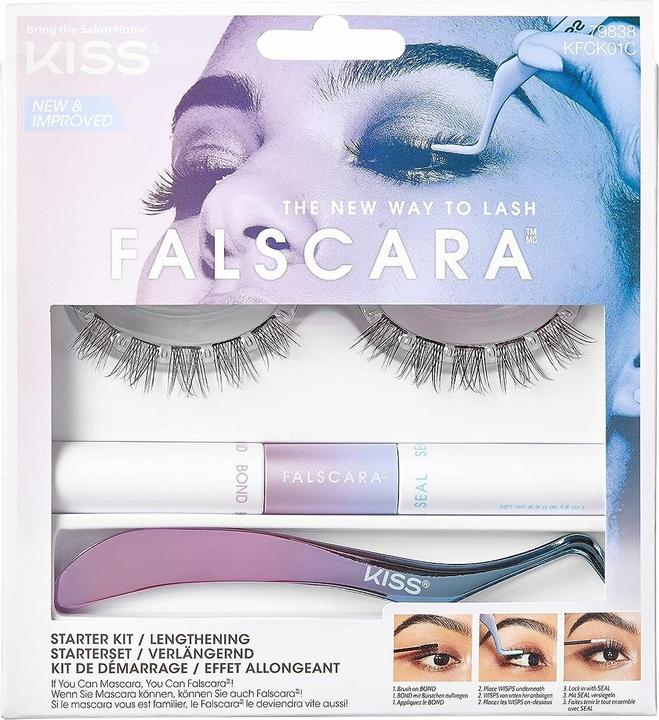KISS Falscara Eyelash Starter Kit Lengthening (Wimpern Applikator, Wimpernkleber, Künstliche Wimpern)