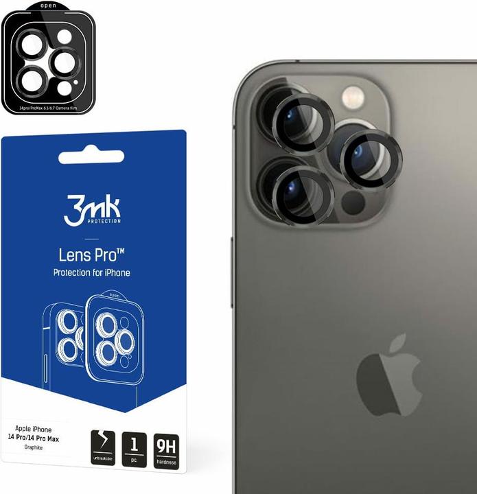 Actual product image 3MK iPhone 14 Pro/14 Pro Max Lens Protection Pro Graphite (1 Piece, Apple iPhone 14 Pro Max, Apple iPhone 14 Pro)