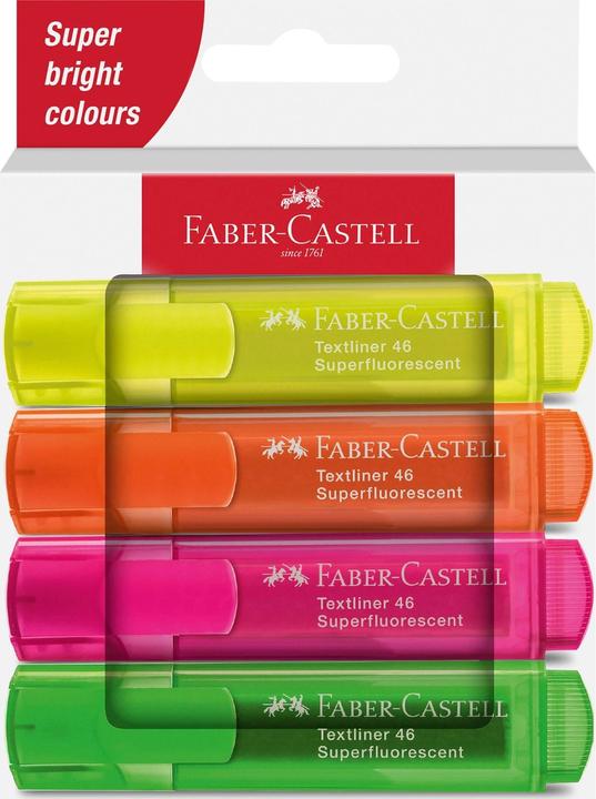 Immagine prodotto Faber-Castell Evidenziatori TL 46 SF bustina da 4 (Verde, Arancia, Rosa, Pink, Giallo, Giallo neon, 5 mm, 4 x)