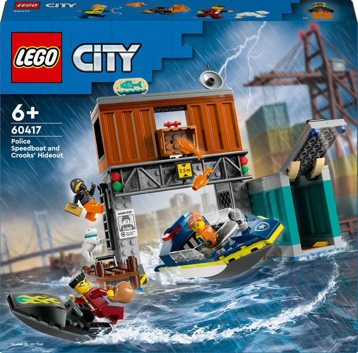 Immagine prodotto LEGO Città - Motoscafo della polizia e nascondiglio dei criminali (60417) (60417, LEGO City)