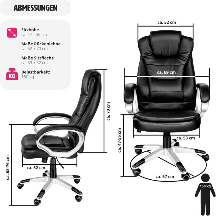 Produktbild tectake Ergonomischer Chefsessel mit Wippmechanik