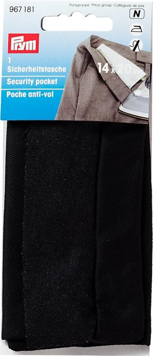 Produktbild Prym Sicherheitstasche mit Reissverschluss, schwarz 14 x 20 cm, Karte