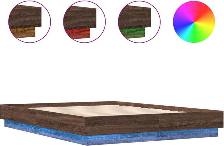 Produktbild VidaXL Bettgestell mit LED Sonoma-Eiche (135 x 190 cm)