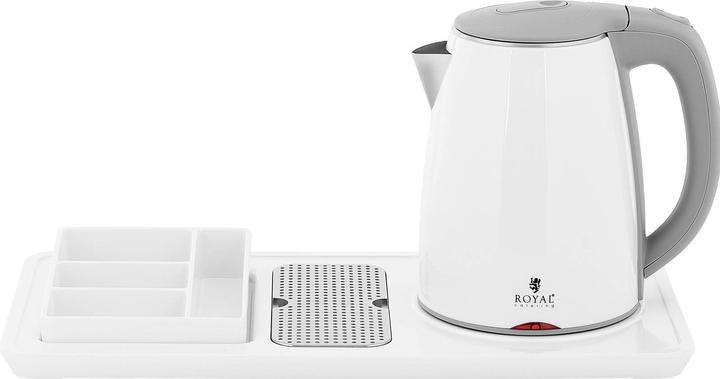 Actual product image Royal Catering Professioneller Hotel-Wasserkocher weiss 1,2 L 1800 W mit Kaffee- und Teestation (1.20 l)