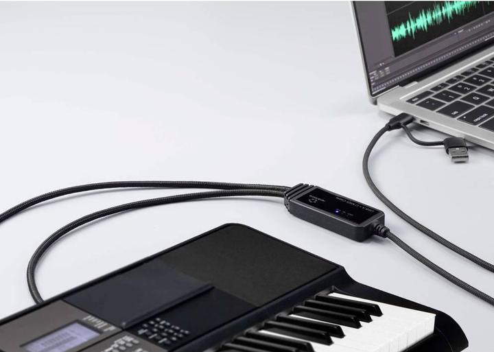 Produktbild Renkforce RF-6439636 USB, MIDI Adapter (2x DIN-Stecker 5pol. - 1x USB-C®, USB-A) (USB-A, USB Typ-C, 200 cm)