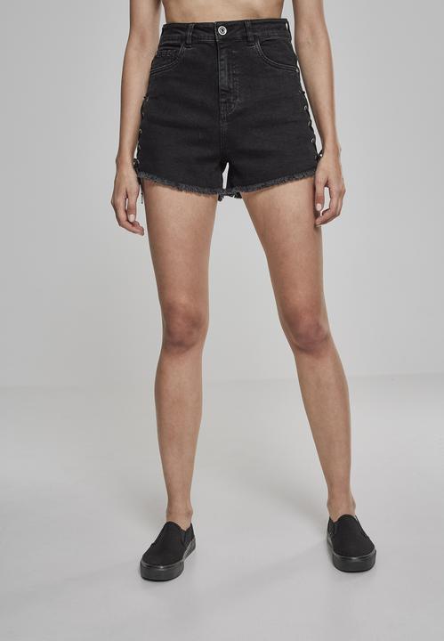 Actual product image Urban Classics Ladies Highwaist Denim Lace Up Shorts - 2202 (32)