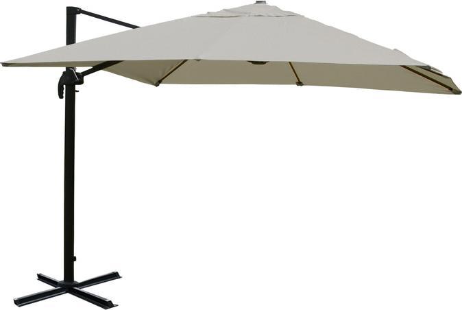 Mendler Gastronomie-Ampelschirm, 3,5x3,5m (Ø4,95m) Polyester/Alu 25kg creme-grau ohne Ständer, drehbar (3.50 m)