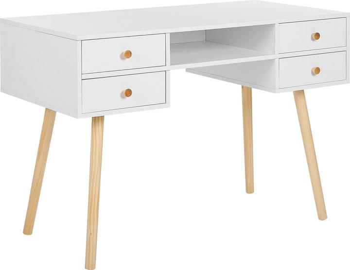 Produktbild Beliani Schreibtisch weiss 110 x 55 cm 4 Schubladen LEVIN (110 x 55 cm)