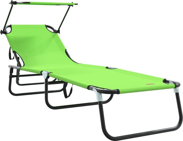 Produktbild VidaXL Faltliege 2 Stück mit Sonnendach Grün 600D Oxford-Stoff (56 cm)