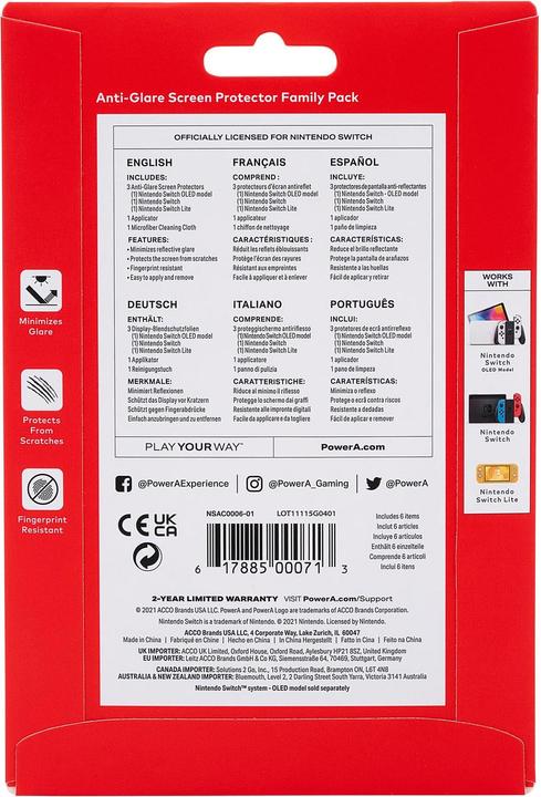 Actual product image PowerA Anti-Glare Screen Protector (Switch OLED, Switch Lite, Switch)