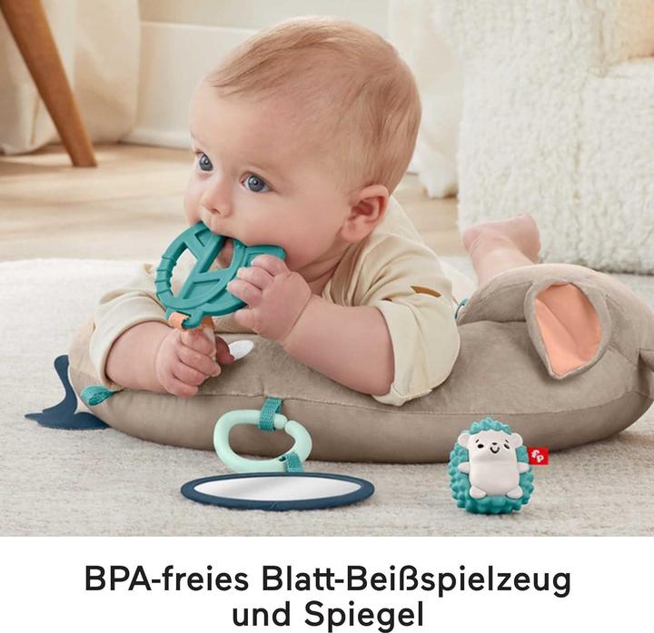 Image du produit Fisher-Price Coussin de jeu faon avec miroir, anneau de dentition et hochet hérisson