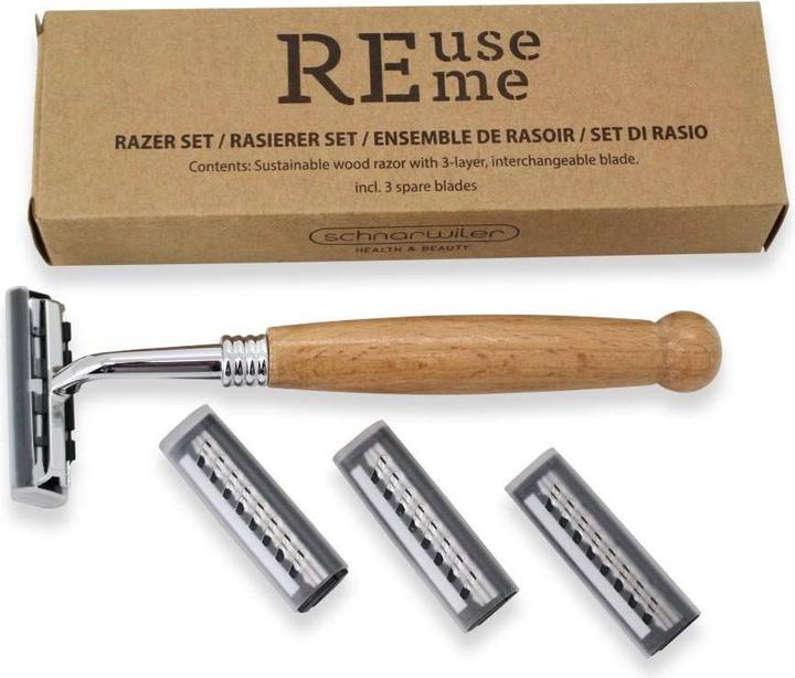 ReUseMe Rasier Set aus Bambus inklusive 3 Ersatzklingen