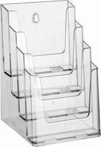 Actual product image Europel Table leaflet holder, A5 portrait, 4 compartments, crystal clear for DIN A5 format, made of (A5)