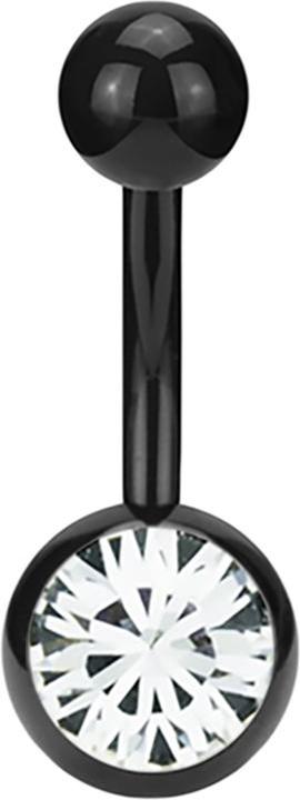 Star Piercing Banane Absolute Black mit Swarovski Kristallkugel silber (ohne Messing, Chirurgenstahl 316L)