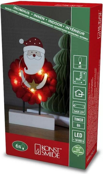 Actual product image Konstsmide LED Wooden Silhouette 'Santa with Cotton