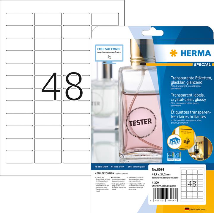Produktbild HERMA Transparente Etiketten A4