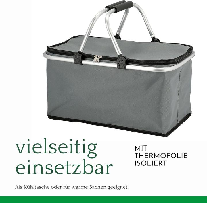 Actual product image Novaliv 6x Einkaufskorb faltbar mit Kühlfunktion 30 Liter GRAU Isolierkorb mit gepolsterten Tragegri