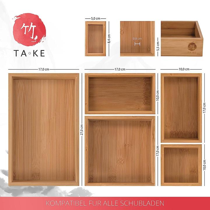 Produktbild Take 6-teiliges Schubladen Ordnungssystem aus 100 Natur Bambus