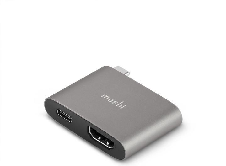 Actual product image Moshi Compact USB-C to HDMI Adapter with HDR and USB PD Pass-through Charging - Titanium Gray (0.14 m, HDMI)