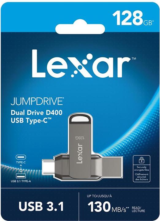 Image du produit Lexar JumpDrive Dual Drive D400 (128 Go, USB-A, USB-C)