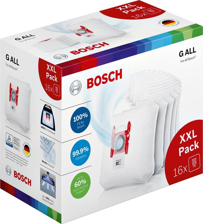 Bosch Hausgeräte Sacchetto per la polvere tipo G ALL XXL Pack, BBZ16GALL (16 x)