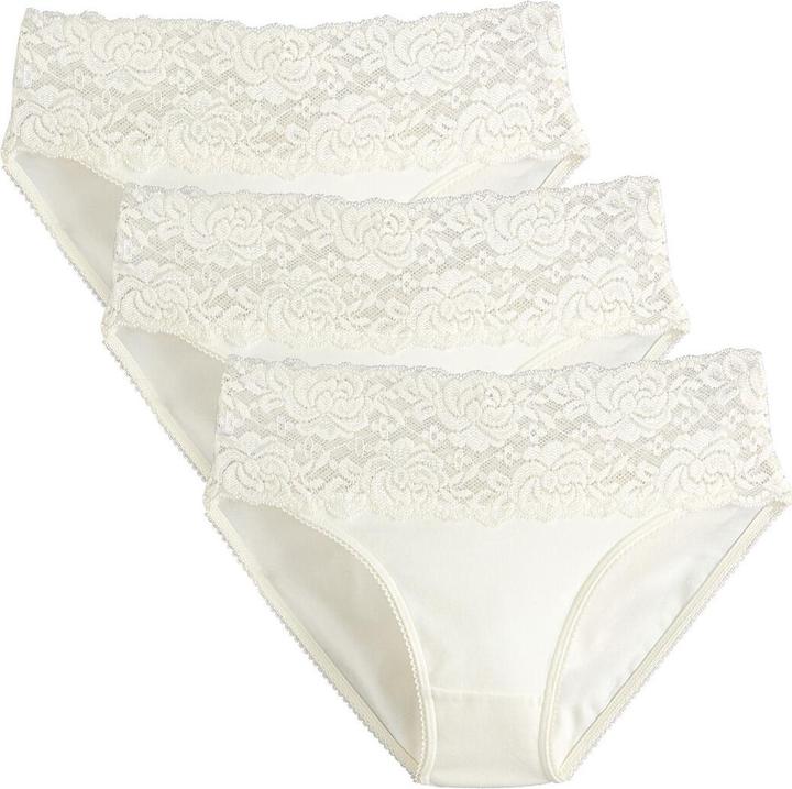La Redoute Collections 3er-Pack Slips mit breitem Bund aus Spitze (46, 3er Pack)