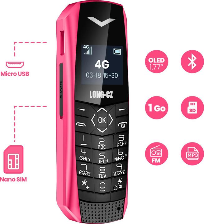 Actual product image Avizar Mini 4G-LTE-Handy ultrakompakt 5 Std. Akkulaufzeit (4G)