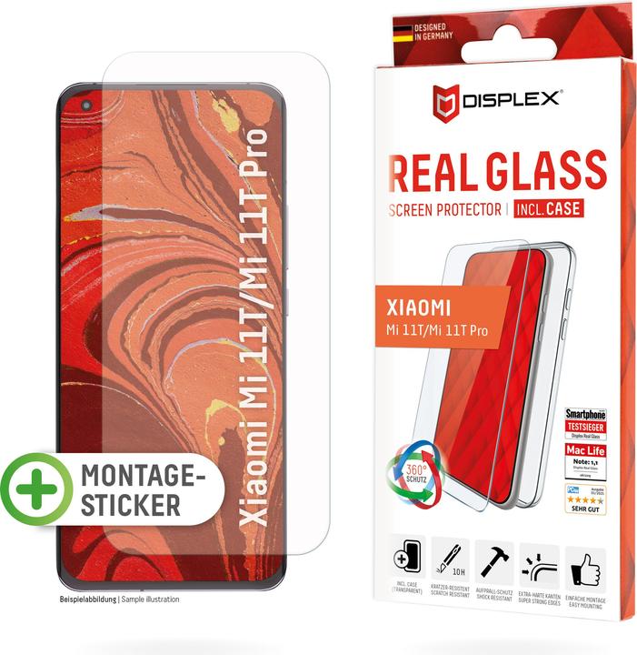 Produktbild Displex Real Glass, 2D Panzerglas + Handyhülle (1 Stück, Xiaomi Mi 11T 5G, Xiaomi Mi 11T Pro)