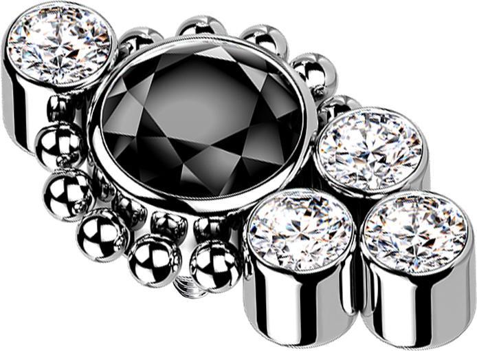 Immagine prodotto Star Piercing Dermal Anchor perline d'argento quattro cristalli argento cristallo nero (senza ottone, Titanio G23)