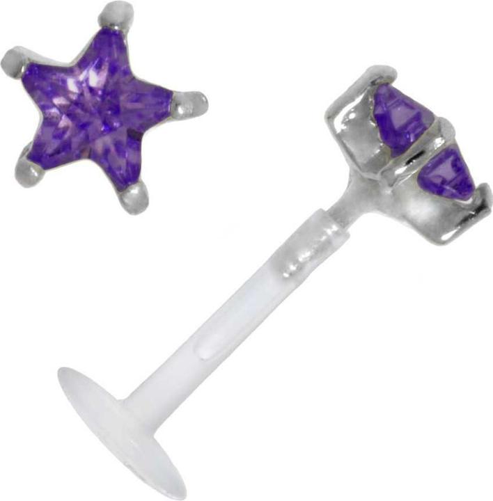 Bijouteria Piercing für Lippe/Tragus (Silber 925, Zirkonia, Bioplast)