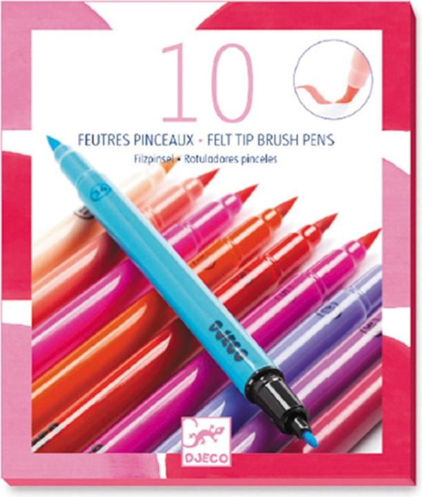 Djeco 10 pinceaux en feutre - fille 19 x 16,5 x 1,5 cm (Rose, 10 x)