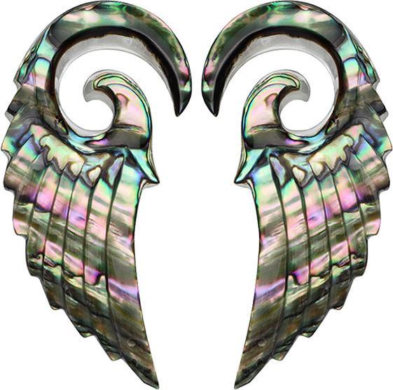 Star Piercing Ohrgewicht Spirale Engelsflügel aus Abalone (2stk) (ohne Messing, Organisch)