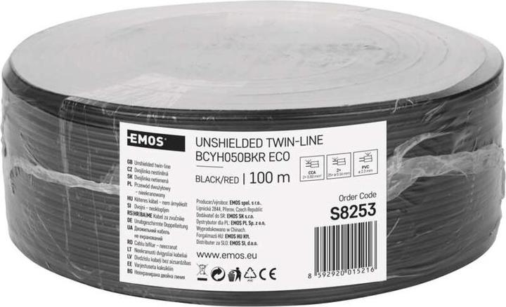 Productafbeelding Emos Twisted pair kabel ECO 2x0,5mm, zwart-rood, 100m (100 m, 0.50 mm²)