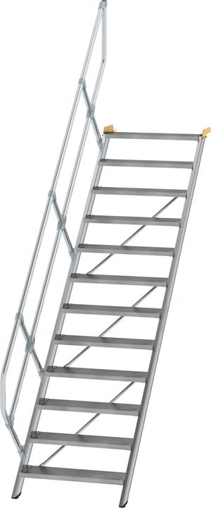 Image du produit Munk Escalier 45° largeur des marches 800 mm 12 marches aluminium strié (Échelle simple, 264 cm)