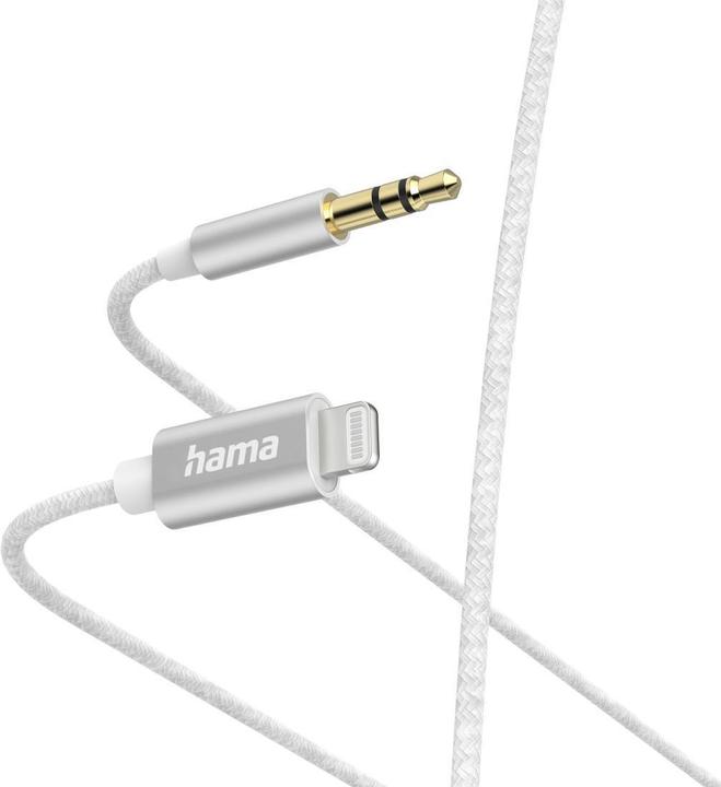 Produktbild Hama Audio-Kabel, Lightning - 3,5-mm-Klinken-Stecker, 1,0 m, Weiss (1 m, Lightning)