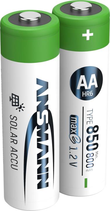 Actual product image Ansmann Solar NiMH battery Mignon AA type 850 (min. 800 mAh) maxE (2 pcs., AA, 800 mAh)