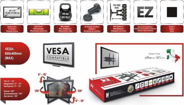 Produktbild Red Eagle Wandhalterung für LED-TV - SOLID BLACK 30-70 (Wand, 70", 40 kg)