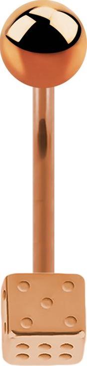 Star Piercing Micro Banane rosegold mit Kugel und Würfel (ohne Messing, Chirurgenstahl 316L)