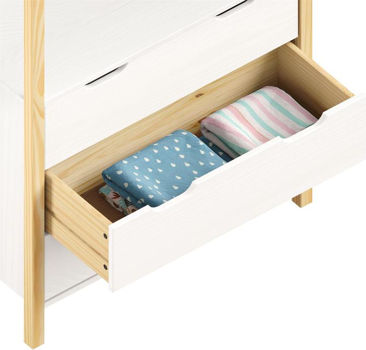 Produktbild IDIMEX Kinderzimmer Kommode AMIRA mit Kleiderstange – weiss (83 cm)