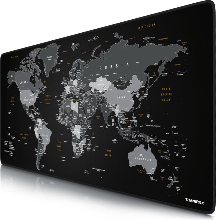 Actual product image Titanwolf Gaming Mouse Pad XXL, smooth fabric, speed mouse mat 900 x 400mm large surface, world map global (XXL)